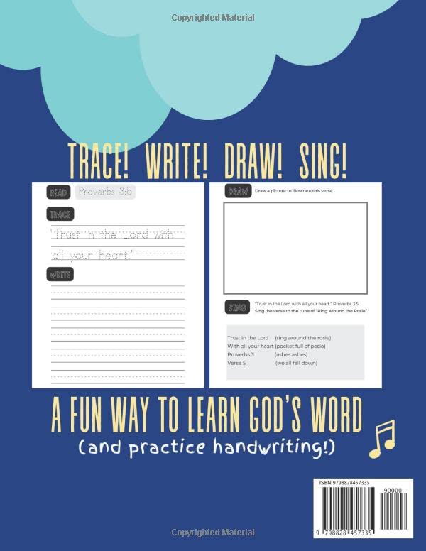 Handwriting & Bible Memory Copybook For Kids Ages 5-8: A FUN Bible Curriculum to Help Children Memorize Scripture by Drawing, Singing, and Practicing Their Penmanship